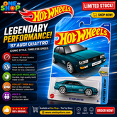 Hot Wheels ‘87 Audi Quattro Die-Cast Car – 1:64 Scale Mattel Toy Car | Classic Audi Quattro Collectible for Kids