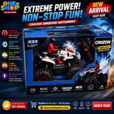 CraZon 1:16 Scale RC Stunt Motorbike – High-Speed Remote Control Quad Bike with Oversized Tires & Realistic Smoke Effect (20KM/H, 2.4GHz Control, Rechargeable)