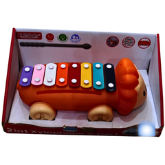 Kelinbaby 2-in-1 Xylophone & Pull Cart Toy – Musical Educational Toy for Kids | Colorful 8-Tone Xylo Animal Toy for Toddlers (Ages 3+)