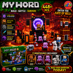 My World Nether Portal Building Blocks Set – 448+ Pieces Adventure Construction Toy with Figures, Creatures & Portal Scene for Kids 6+