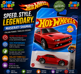 Hot Wheels Maserati Shamal 2025 Die-Cast Car – Red Luxury Sports Car Toy for Kids & Collectors