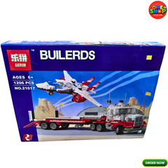 Builders Airplane Transport Truck Building Blocks Set 1206 Pieces – Aircraft Carrier Truck Construction Toy for Kids | STEM Engineering Building Set | DIY Vehicle & Plane Model 6+ Years