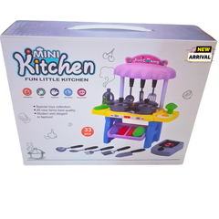 Mini Kitchen Playset for Kids – 33-Piece Cooking Set with Lights, Utensils, and Stove – Pretend Play Educational Toy (3+ Years)