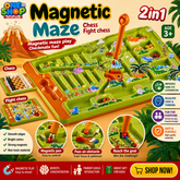 2-in-1 Magnetic Maze Board Game for Kids – Magnetic Bead Maze, Chess & Flight Chess Educational Toy | Montessori Learning Puzzle for Boys & Girls Age 3+