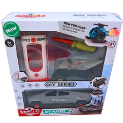 DIY Vehicle Playset - Build and Play Construction Series with Car, Helicopter, and Charging Station for Kids Aged 3+
