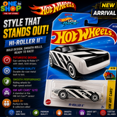 Hot Wheels Hi-Roller II Die-Cast Car – Black & White Custom Racer Toy for Kids & Collectors