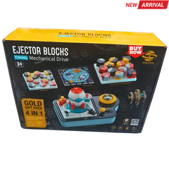 ⚙️ Ejector Blocks STEM Toy Set – 4-in-1 Mechanical Puzzle, Flat & 3D Blocks, Space Theme (Age 3+)