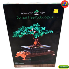 Bonsai Tree Podocarpus Building Blocks Set 878 Pieces – Decorative Botanical Construction Model for Adults | DIY Bonsai Plant Display | Creative Home Décor Building Set 18+