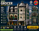 Green Grocer Modular Building Blocks Set 2462 Pieces β Expert City Market Construction Model for Adults | Collectible Street Shop Building Set | Premium STEM Building Toy 16+