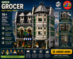 Green Grocer Modular Building Blocks Set 2462 Pieces – Expert City Market Construction Model for Adults | Collectible Street Shop Building Set | Premium STEM Building Toy 16+
