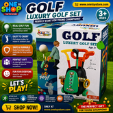 Kids Golf Set with Rolling Golf Trolley – Luxury Golf Play Set for Boys & Girls | Educational Sports Toy with Golf Clubs & Accessories Ages 3+