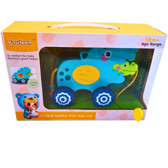 Youleen Guided Toddler Pull Rope Car | Glowing Hippo Toy for Toddlers | 19+ Months