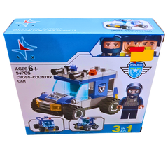 3-in-1 Police Cross-Country Car Building Block Set (94 PCS) โ Ages 6+ ๐๐ฎโโ๏ธ