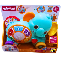 Winfun My Pull Along Pal Elephant – Musical Light-Up Activity Toy for Toddlers | Early Learning Walking Companion for 12+ Months