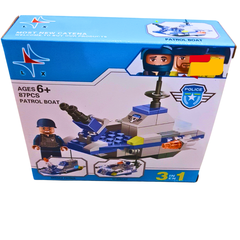 3-in-1 Police Patrol Boat Building Block Set (87 PCS) โ Ages 6+ ๐ค๐ฎโโ๏ธ