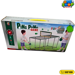 2-in-1 Kids Ping Pong & Volleyball Table Set – Portable Table Tennis Game with Net, Paddles & Balls | Indoor Sports Toy for Boys & Girls