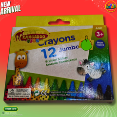 Kangaroo Kids 12 Jumbo Crayons for Kids – Non-Toxic Large Crayons Set for Toddlers & School Coloring in Pakistan