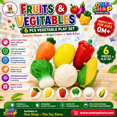 Fruits & Vegetables Soft Squishy Toy Set – 6PCS Educational Vegetable Toys for Kids | Non-Toxic Sensory Squeeze Toys | Pretend Play Learning Food Set for Toddlers 6M+
