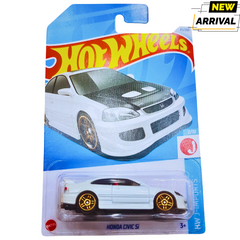 Hot Wheels Honda Civic Si – HW J-Imports Series 2024 | White Die-Cast Car with Gold Wheels | Collectible 45/250