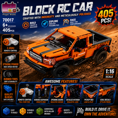 Pingao Blocks RC Pickup Truck Building Set – 405 Pieces Remote Control Construction Vehicle with 2.4GHz Controller | 1:16 Scale RC Car for Kids 6+ | Model 70017