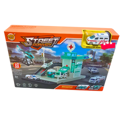 Street Convoy Hospital Playset – 22-Piece Emergency Rescue Set with Ambulance, Helicopter & DIY Assembly (Ages 3+)
