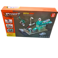 Street Convoy Hospital Playset – 22-Piece Emergency Rescue Set with Ambulance, Helicopter & DIY Assembly (Ages 3+)