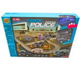 Track Police Car Playset with Die-Cast Vehicles – DIY Assembly Track with Road Signs & Rescue Vehicles | Law Enforcement Toy Set (Ages 3+)
