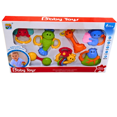 πΌ 6-Piece Baby Rattle Set β Colorful Animal Handheld Toys for Sensory Play (6 Months+)