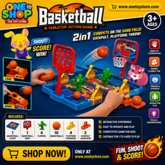 2-in-1 Tabletop Basketball Catapult Game for Kids – Interactive Shooting Contest Board Game | Two-Player Sports Challenge Toy for Boys & Girls