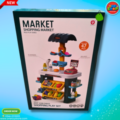 Kids Shopping Market Play Set – 47PCS Supermarket Role Play Toy with Scanner & Weighing Scale | Pretend Play Grocery Store for Boys & Girls 3+ Years