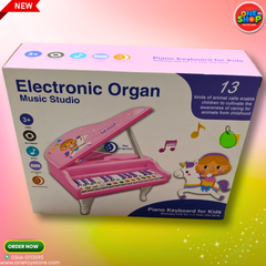 Kids Electronic Organ Piano with Star Projection – Pink Mini Grand Keyboard Music Studio Toy for Girls 3+ | Educational Musical Instrument with Animal Sounds