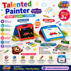 Talented Painter 27-Piece Double-Sided Drawing Board for Kids | Portable Art Easel & Writing Board Set | Educational Learning Toy for Boys & Girls 3+