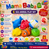 Mama Baba Ocean Animal Squeeze Toy Set – 6PCS Soft Sea Creature Bath Toys for Babies & Toddlers | Non-Toxic Sensory Water Play Toys