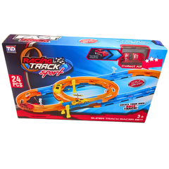 Racing Track Sport Car Playset – 24-Piece DIY Race Track Set with Loop Track, Cars & Ramps (Ages 3+)