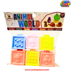 Animal World Soft Building Blocks for Kids – 6PCS Squishy Educational Stacking Blocks | Safe Non-Toxic Sensory Learning Toy for Toddlers & Preschool Children 3+ Years