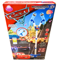 Cars 3 Microphone with Colored Lights & Mobile Connectivity | Double Mic Stand for Kids 3+ | Adjustable Singing & Music Toy