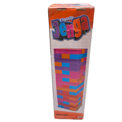 Classic Jenga Tower Game - Colorful Wooden Block Stacking Fun for Kids and Families