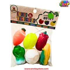 Fruits & Vegetables Soft Squishy Toy Set – 6PCS Educational Vegetable Toys for Kids | Non-Toxic Sensory Squeeze Toys | Pretend Play Learning Food Set for Toddlers 6M+