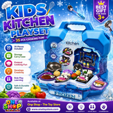 Frozen Kitchen Play Set for Kids – 35 Pieces Pretend Cooking Set with Portable Storage Case, Utensils & Food Accessories | Educational Role Play Toy for Girls 3+ Years