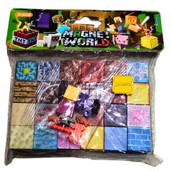 Magnet World Building Block Set – Minecraft-Inspired Magnetic Tiles & Mini Figures for Kids (Ages 3+)