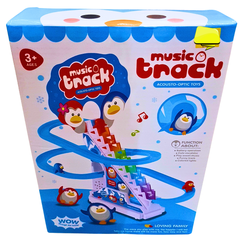 Penguin Musical Slide Playset | Interactive Music Track Toy for Kids | Acousto-Optic Learning Fun