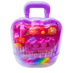 Girls Makeup & Beauty Accessories Set in Heart Case – Pretend Play Salon Kit with Hair Clips & Rings (Age 3+)