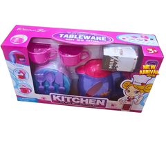Kids Kitchen Tableware Play Set – Mini Pretend Cooking & Tea Set with Utensils, Cups & Milk Carton | Toy Kitchen Set for Girls (Age 3+)