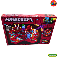 Minecraft Light Block Series Nether Adventure Building Blocks Set – 363 Pieces LED Construction Toy with Dragon, Figures & Light-Up Display for Kids 6+ | Model 10006