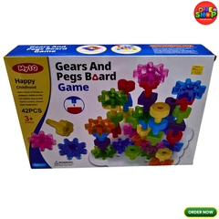 MyIQ Gears and Pegs Board Game – 42 Pieces Educational STEM Learning Toy for Kids 3+ | Creative Gear Building & Fine Motor Skills Activity Set