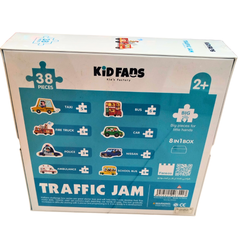 π Kid Fans Traffic Jam Vehicle Puzzle Set β 8-in-1 City Transport Puzzle Box for Toddlers (38 Pieces, Age 2+)