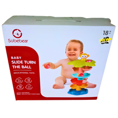 Sobebear Baby Ball Drop Tower – Slide and Turn Educational Toy for Toddlers 18+ Months | Colorful Rolling Ball Track with Monkey Top