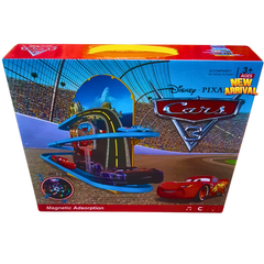 Cars 3 Racing Track Toy Set – Disney Pixar Magnetic Car Playset with Spiral Track & Lights | Lightning McQueen Toy for Kids Ages 3+