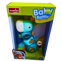 Multi-Stage Baby Rattle Toy with Music, Light & Silicone Teether – Educational Sensory Toy for 3+ Months