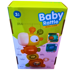 Multi-Stage Baby Rattle Toy with Music, Light & Silicone Teether – Educational Sensory Toy for 3+ Months
